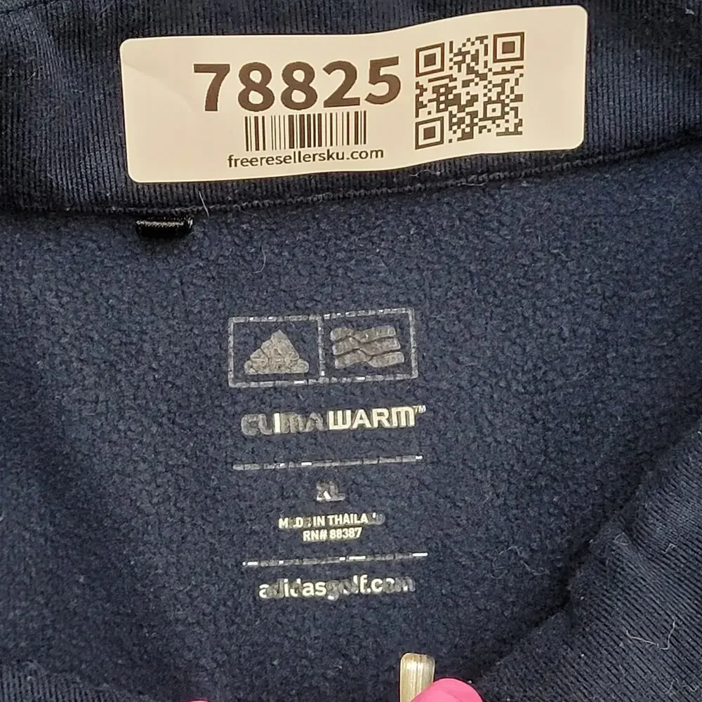 ADIDAS 1/4 Zip Sweater XL 25x30 Navy-Blue Climawarm